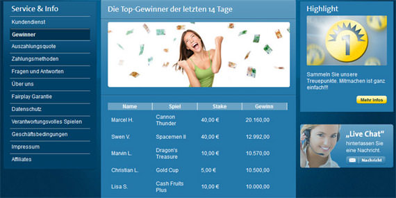 Rekordgewinn im Sunmaker Online Casino